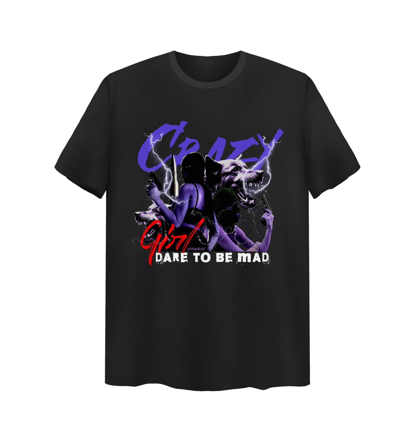 Schwarzes T-Shirt mit Crazy Girl Design
