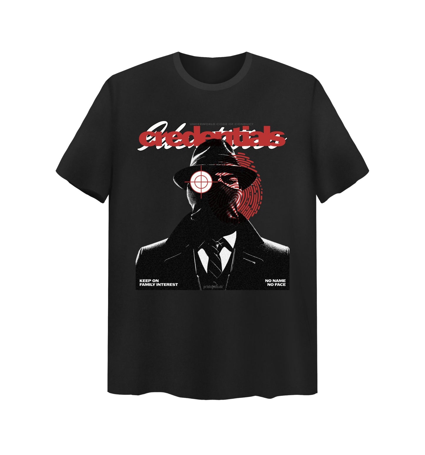 Schwarzes T-Shirt mit Credentials Design