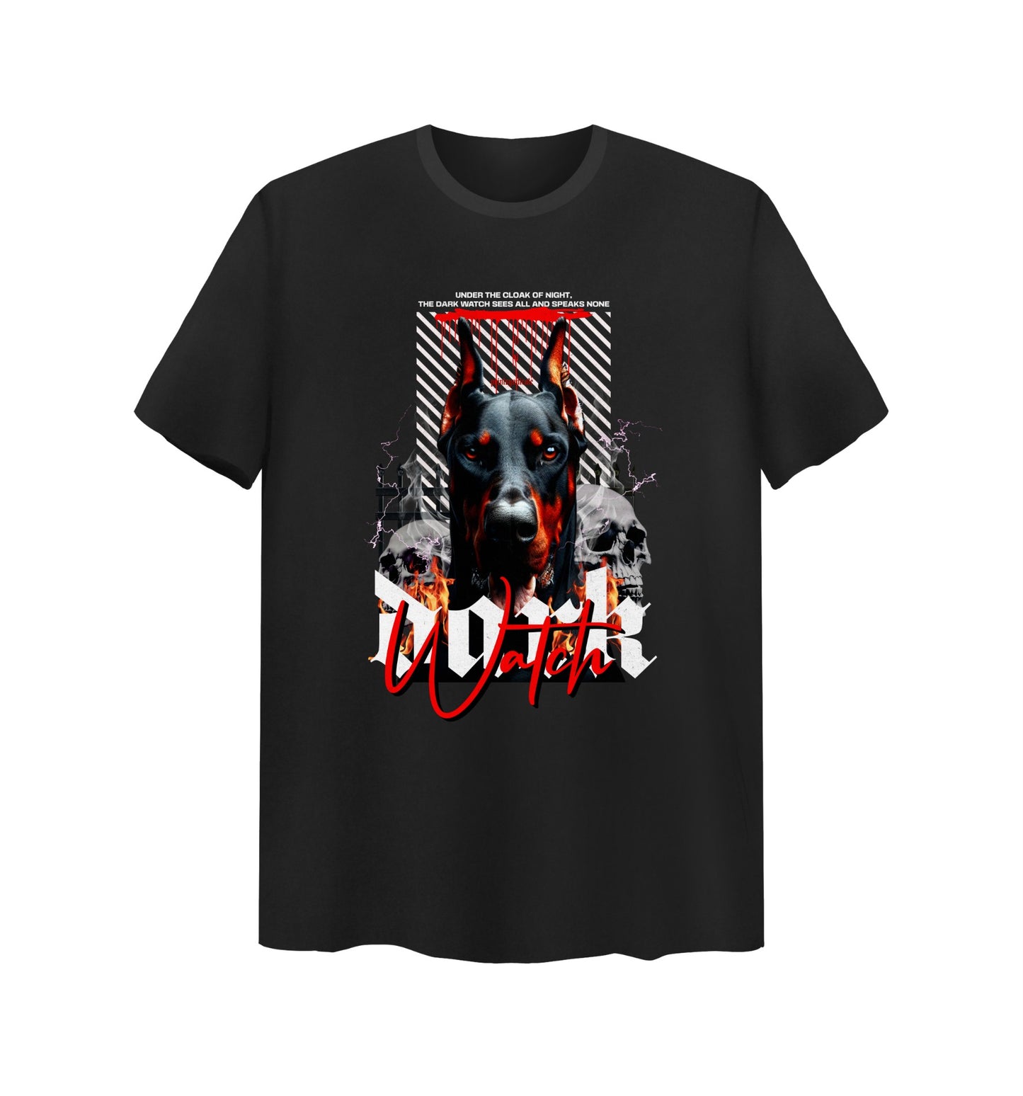 Schwarzes T-Shirt mit Dark Watch Design