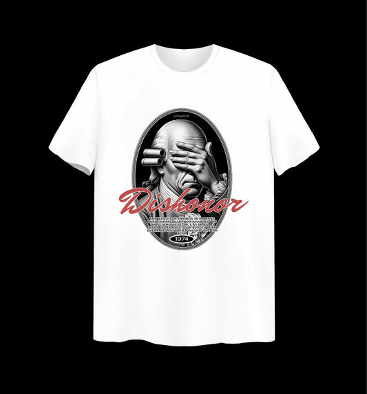 Weißes T-Shirt mit Dishonor Design