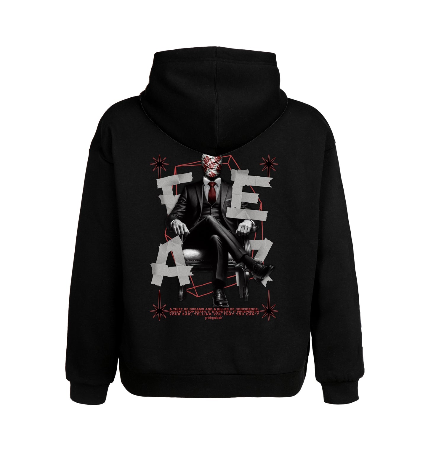 Schwarzer Hoodie mit Fear Design
