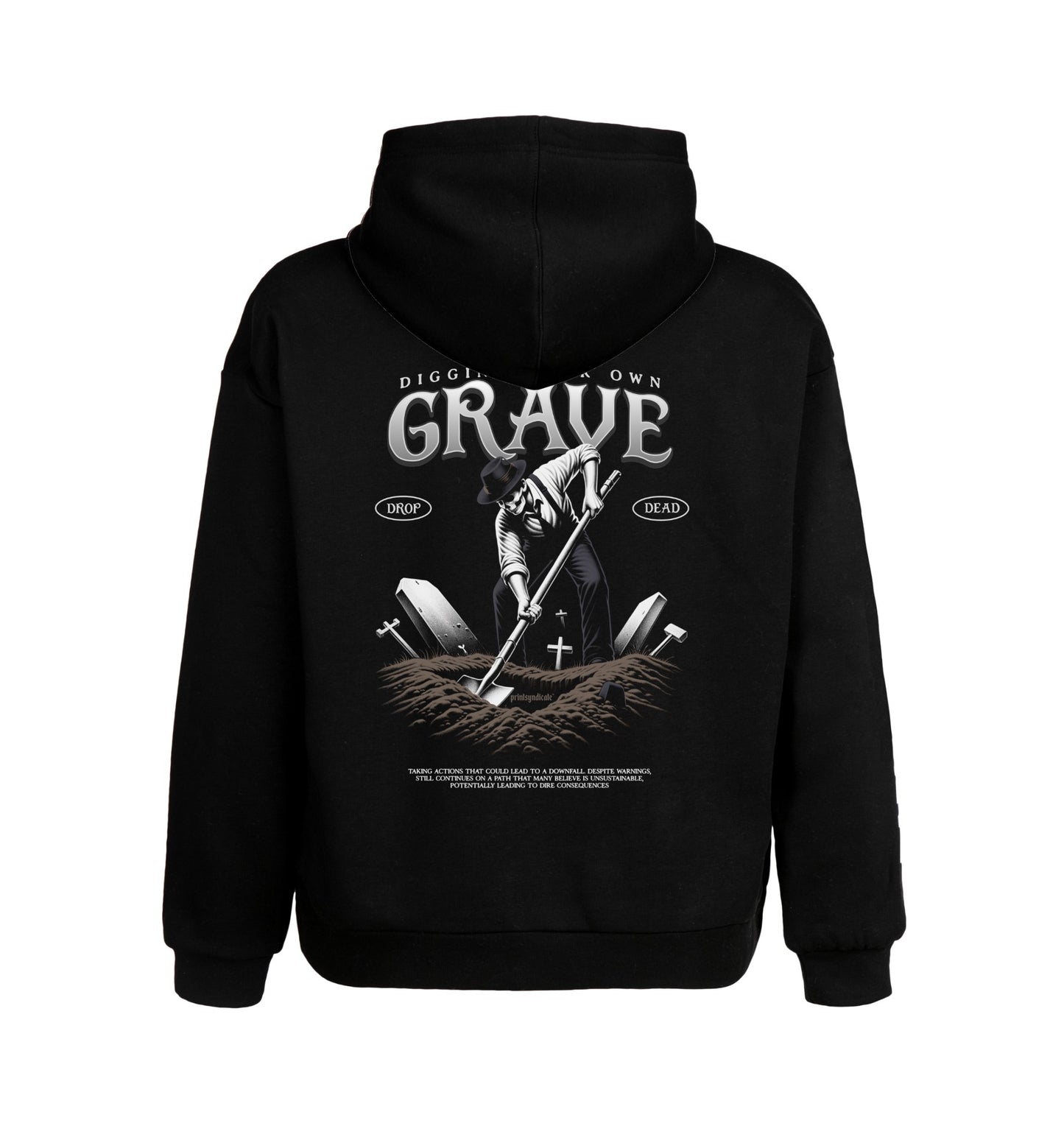 Schwarzer Hoodie mit Grave Design