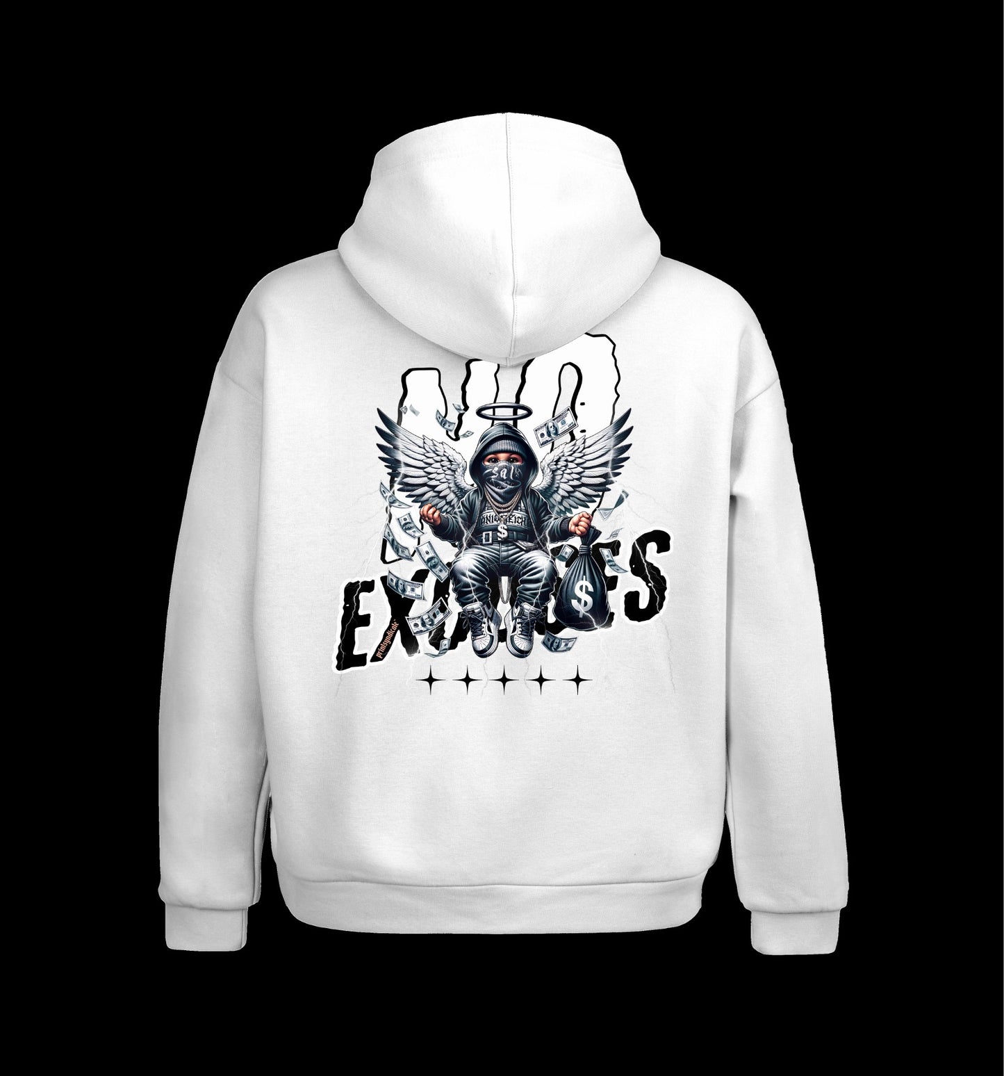 Weißer Hoodie mit No Excuses Design