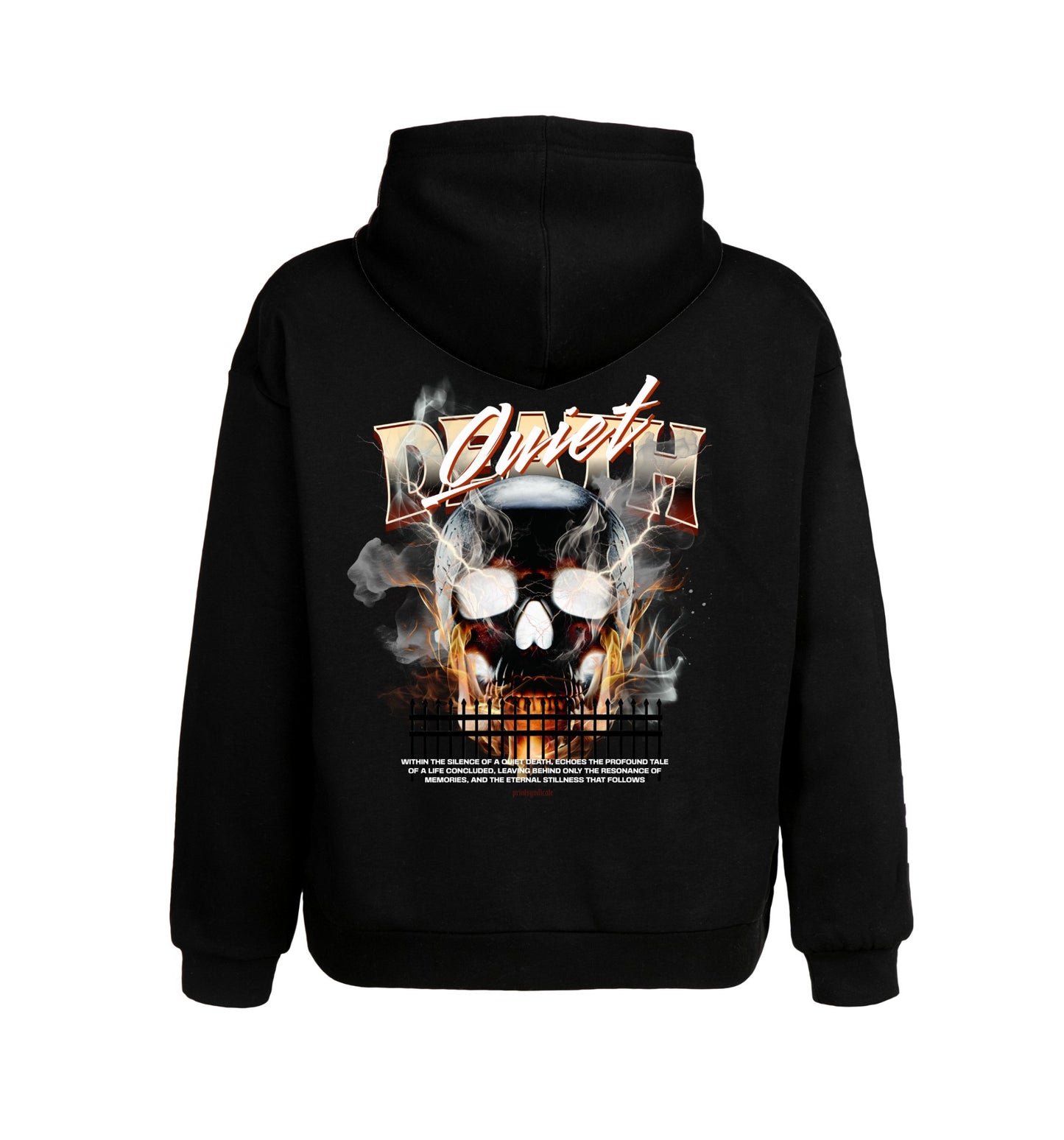 Schwarzer Hoodie mit Quiet Death Design
