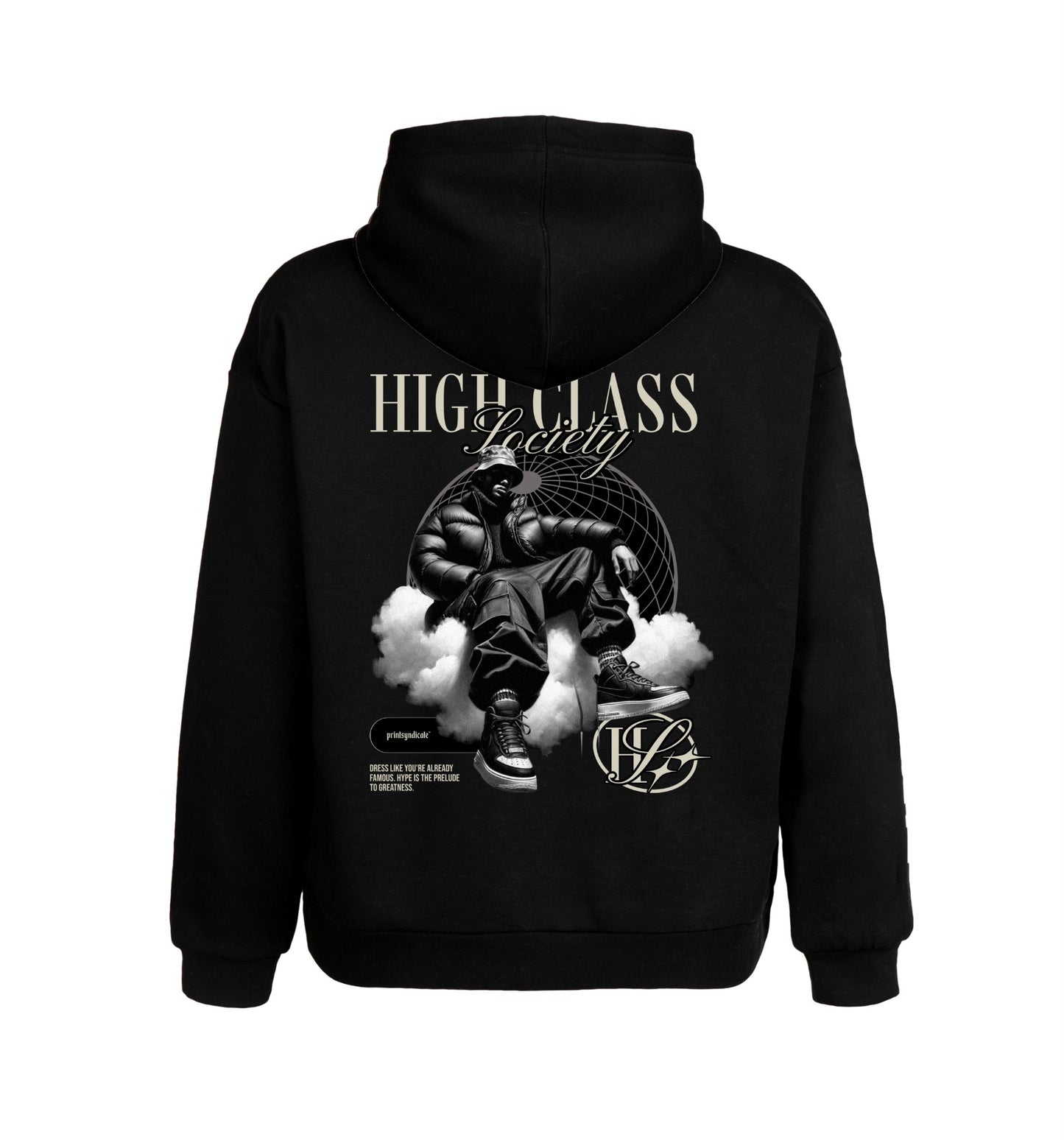 Schwarzer Hoodie mit Society Design