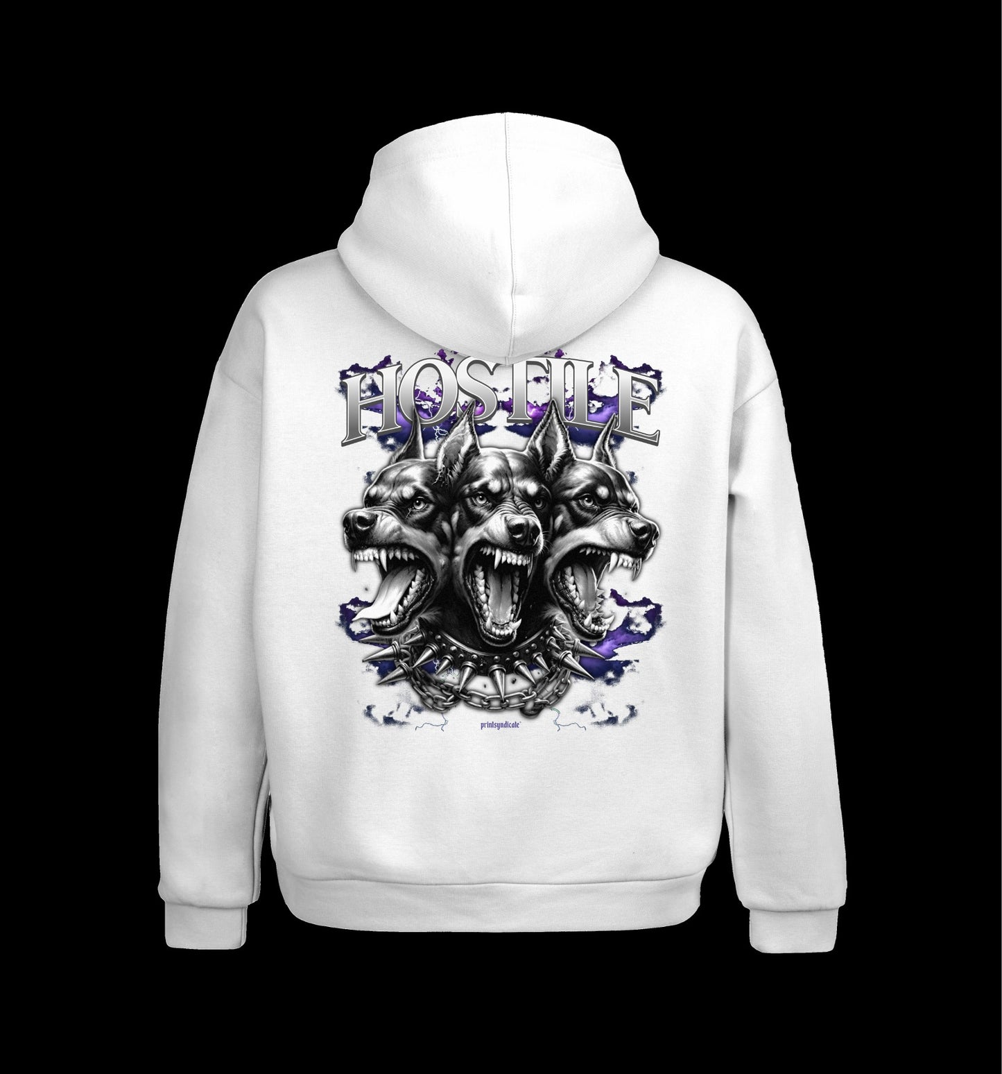 Weißer Hoodie mit Hostile Design