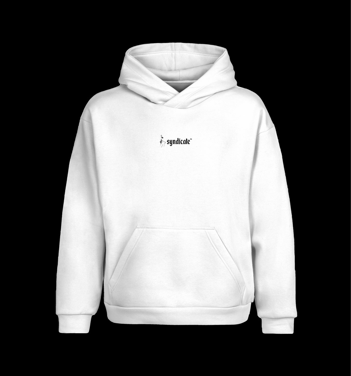 Weißer Hoodie mit Syndicate Logo Design