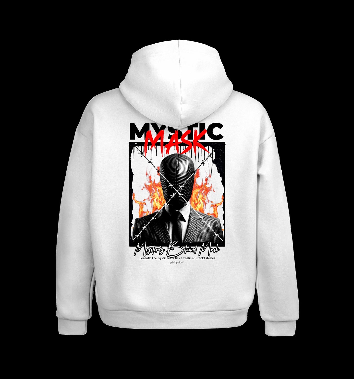 Weißer Hoodie mit Mask Design