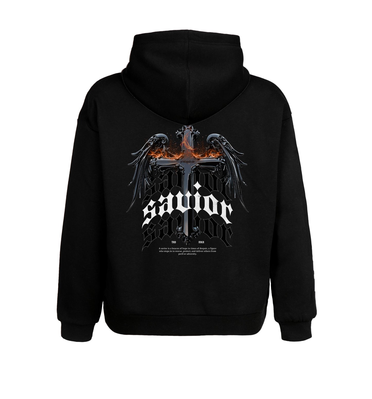 Schwarzer Hoodie mit Savior Design
