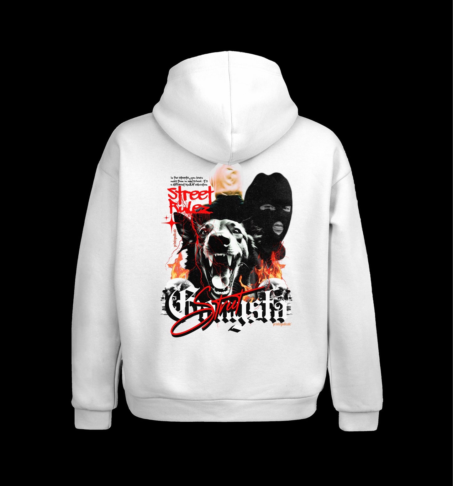Weißer Hoodie mit Street Gangster Design