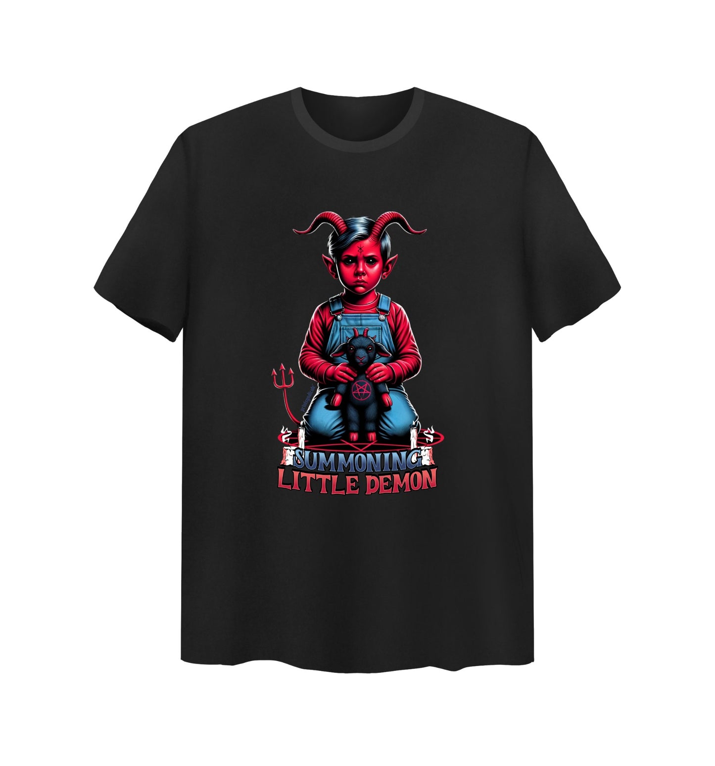 Schwarzes T-Shirt mit Little Demon Design