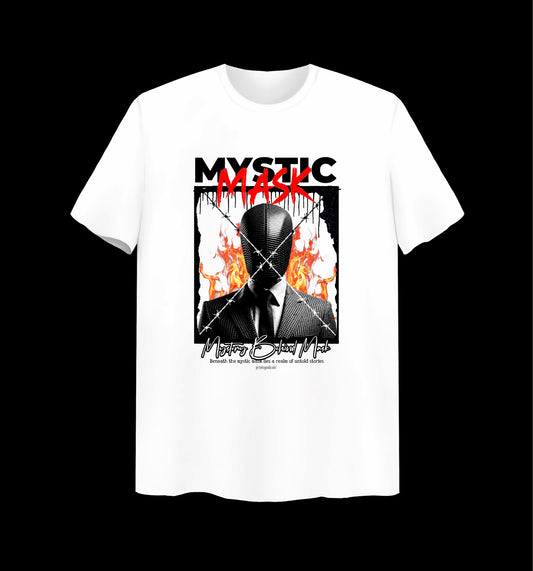 Weißes T-Shirt mit Mask Design