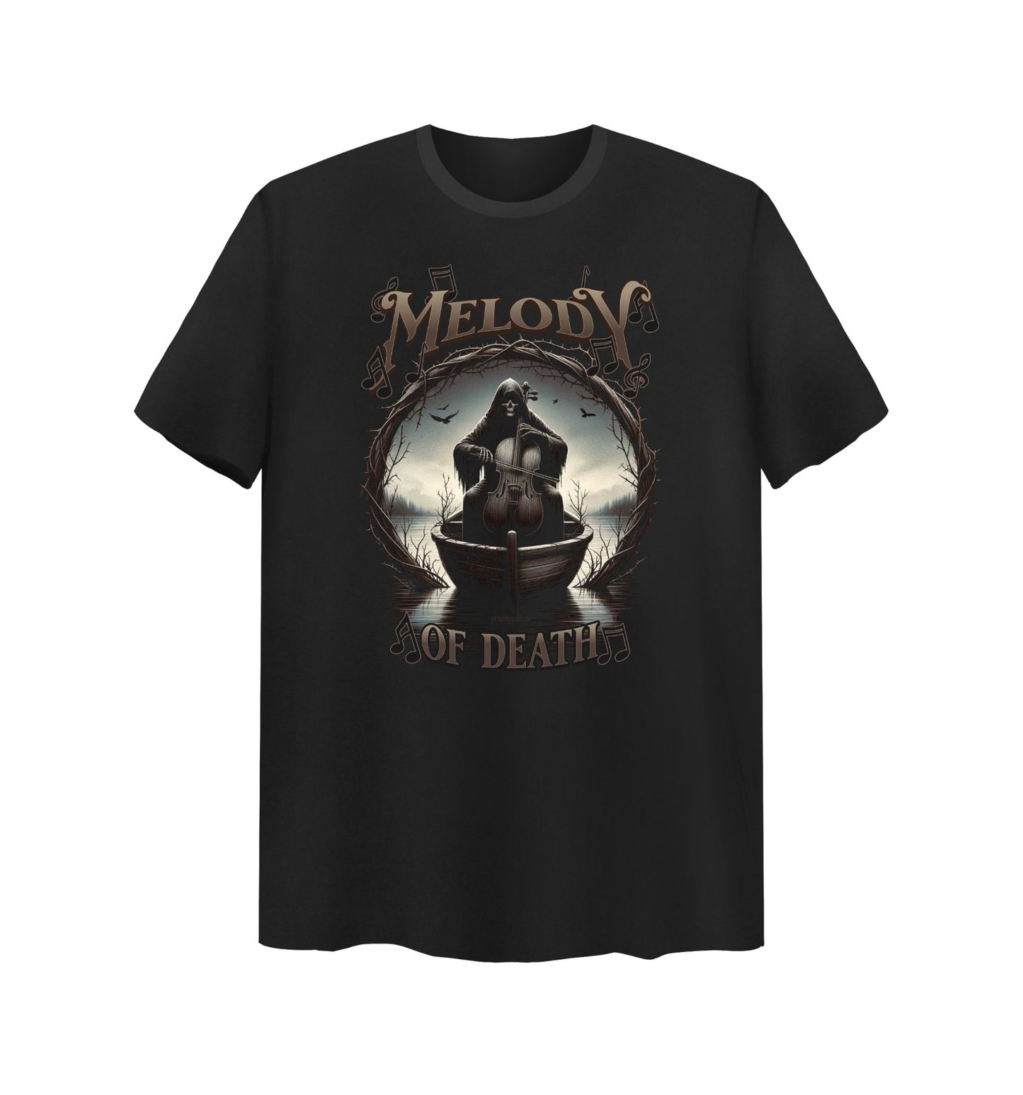Schwarzes T-Shirt mit Melody Design