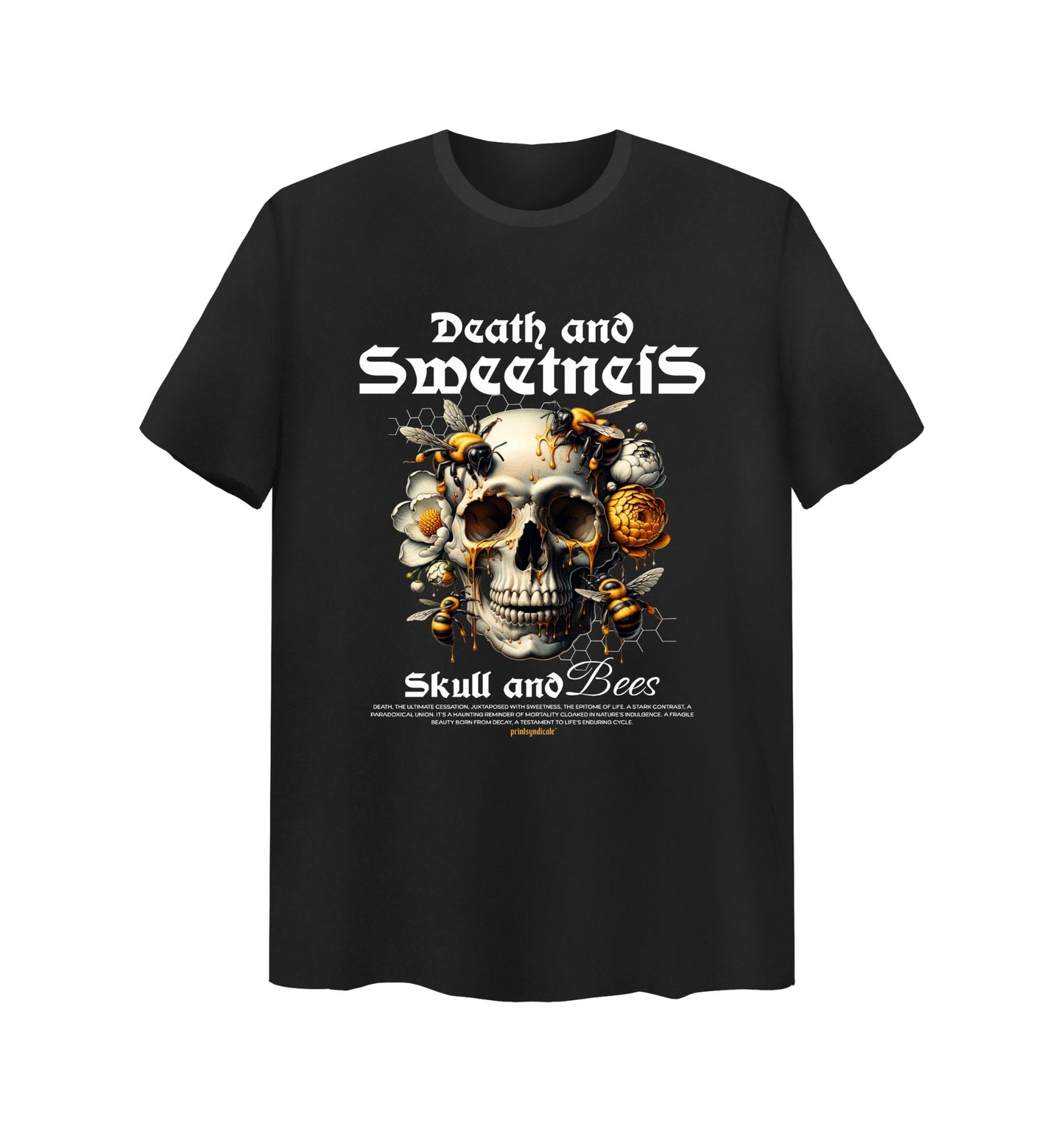 Schwarzes T-Shirt mit Skulls and Bees Design