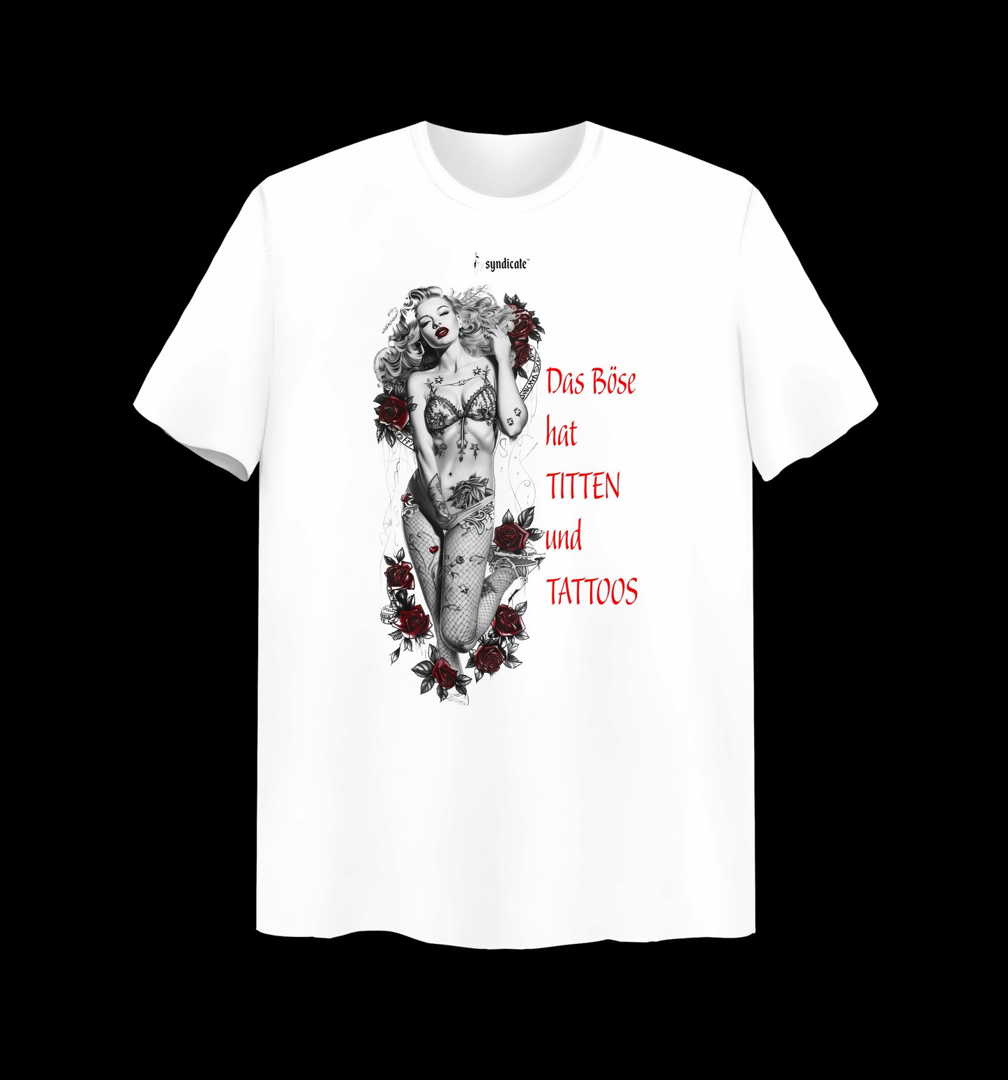 Weißes T-Shirt mit TITTEN&TATTOOS Design