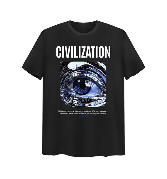 Schwarzes T-Shirt mit Civilisation Design