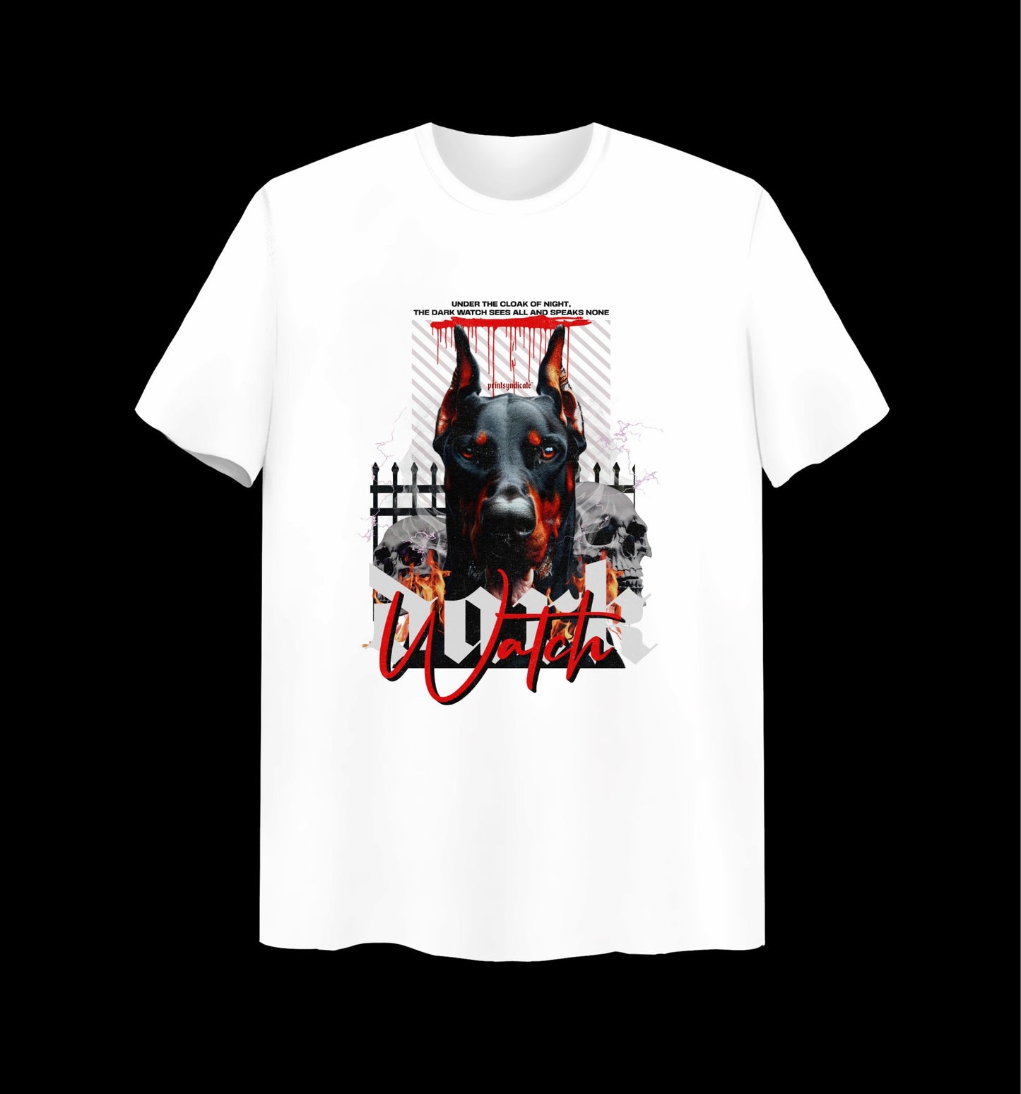 Weißes T-Shirt mit Dark Watch Design