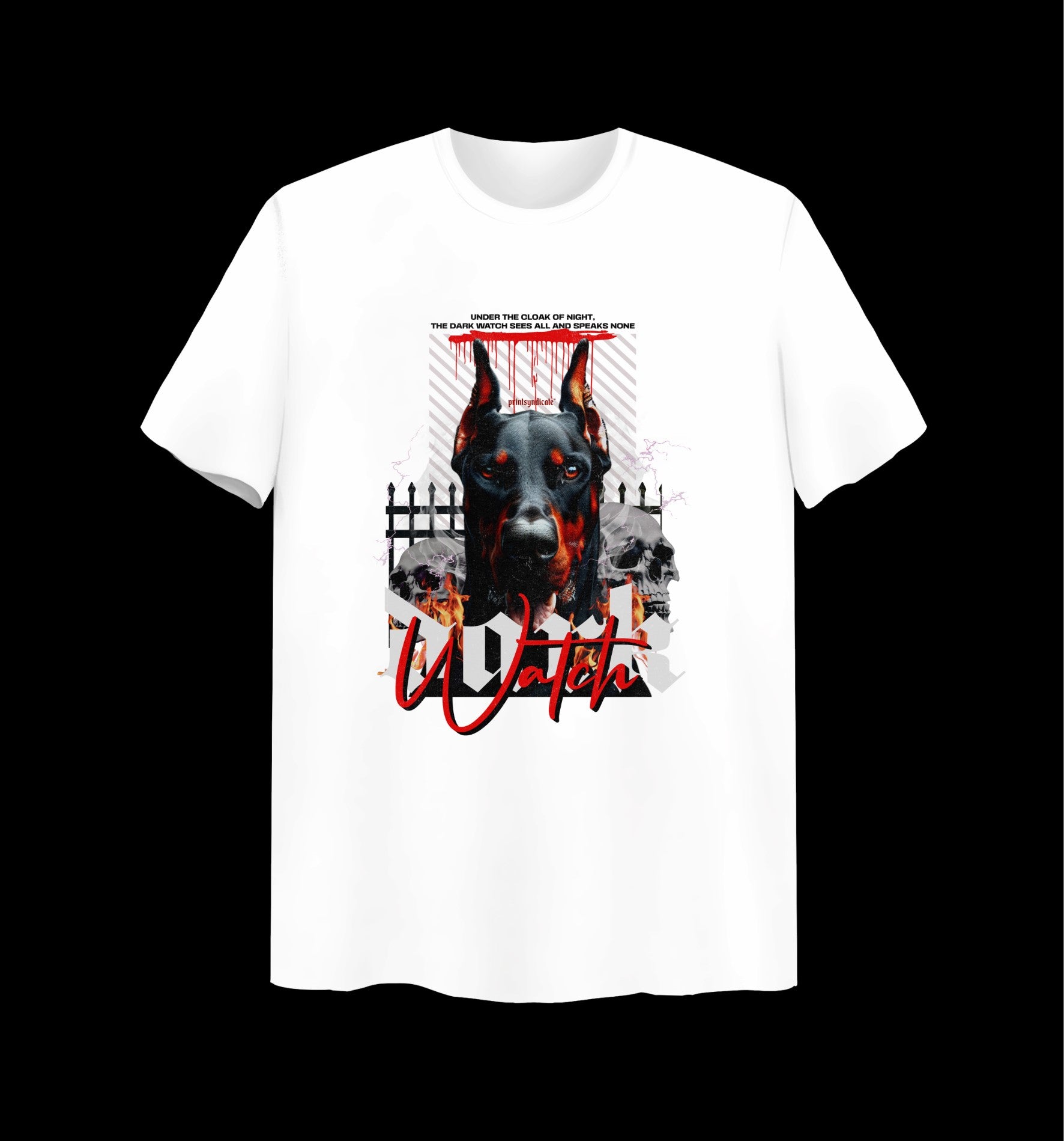 Weißes T-Shirt mit Dark Watch Design