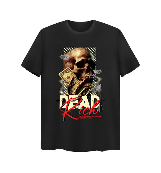 Schwarzes T-Shirt mit Dead Rich Design