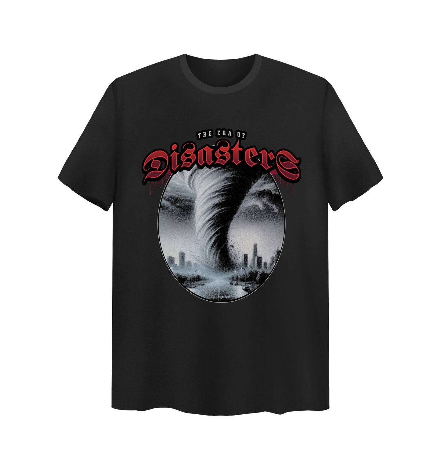 Schwarzes T-Shirt mit Disasters Design