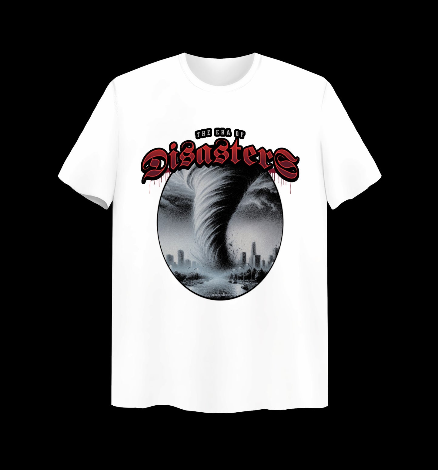 Weißes T-Shirt mit Disasters Design