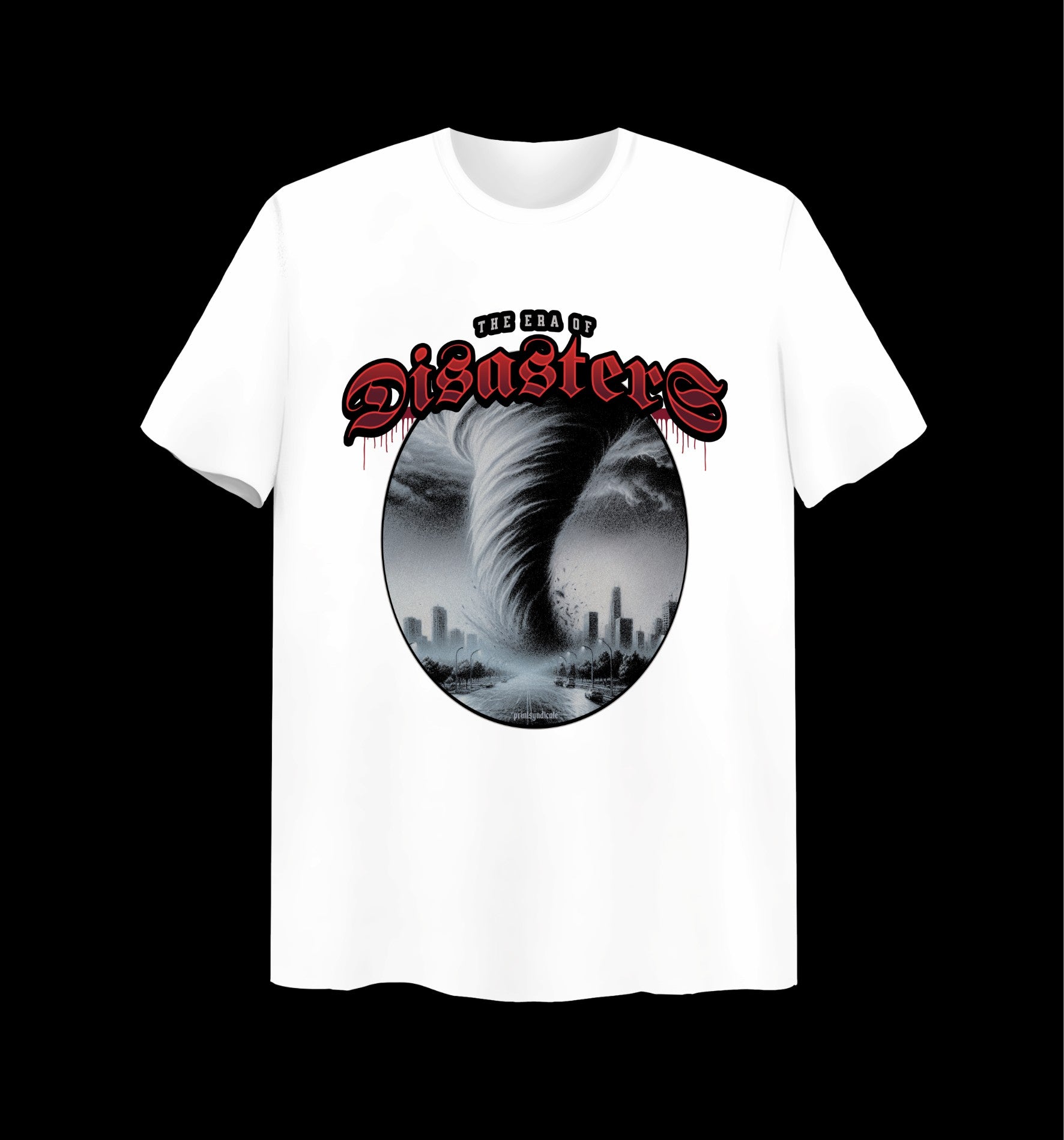 Weißes T-Shirt mit Disasters Design