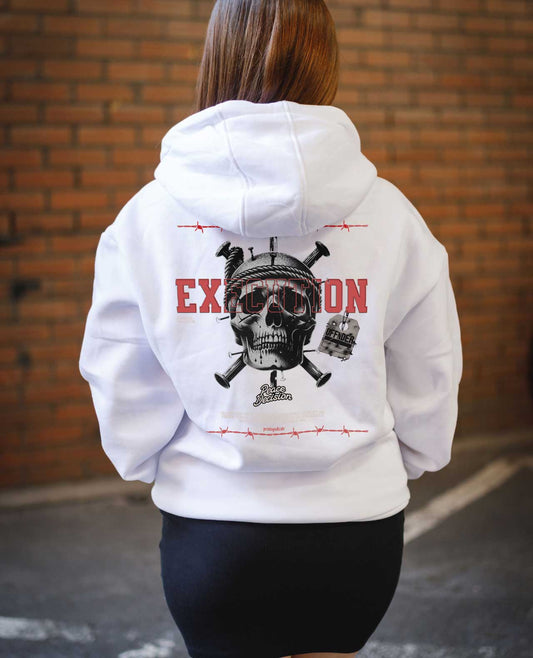 Weißer Hoodie mit execution Design