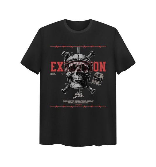 Schwarzes T-Shirt mit Execution Design