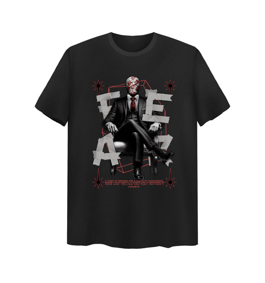 Schwarzes T-Shirt mit Fear Design