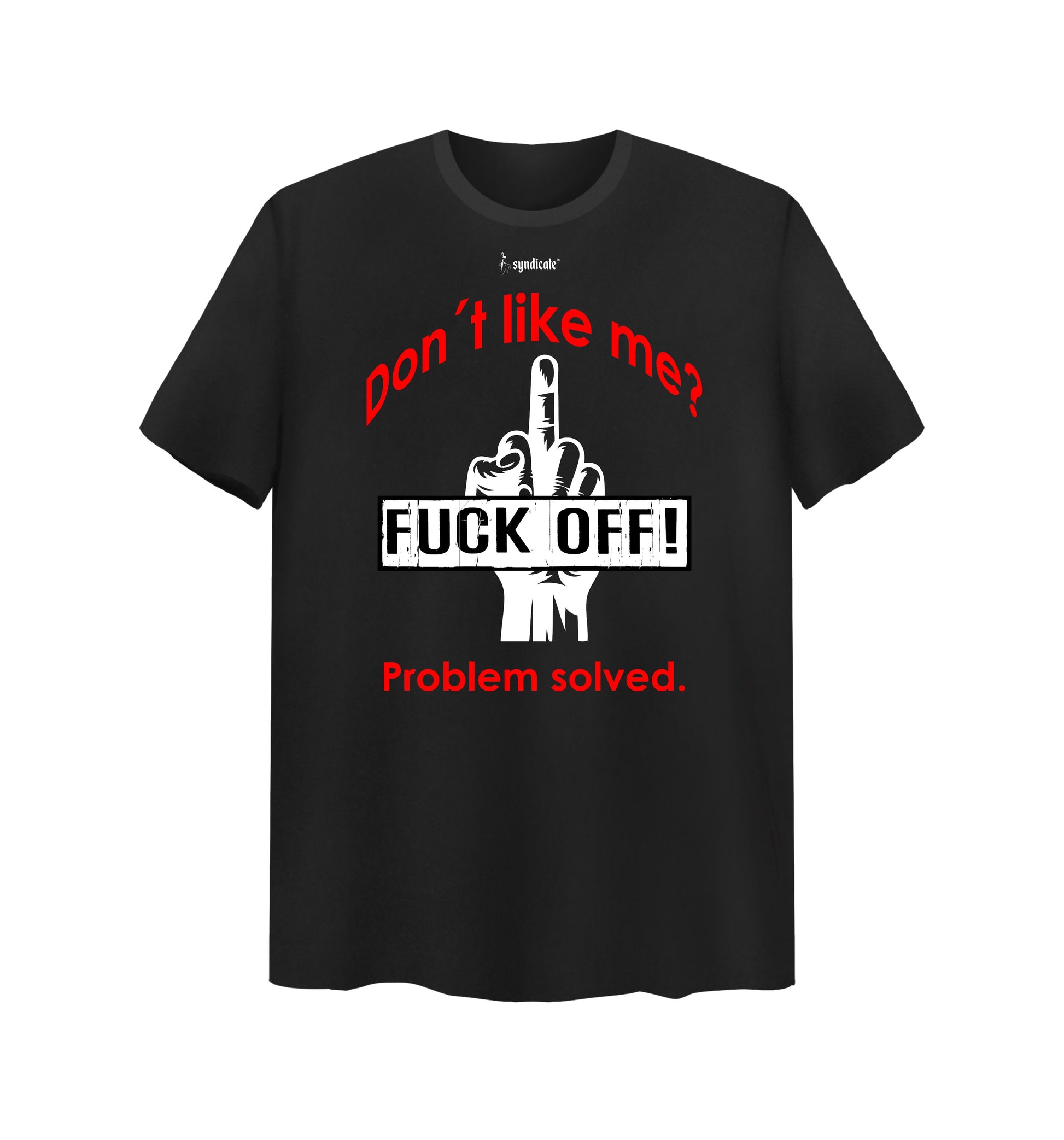 Schwarzes T-Shirt mit FUCK OFF Design