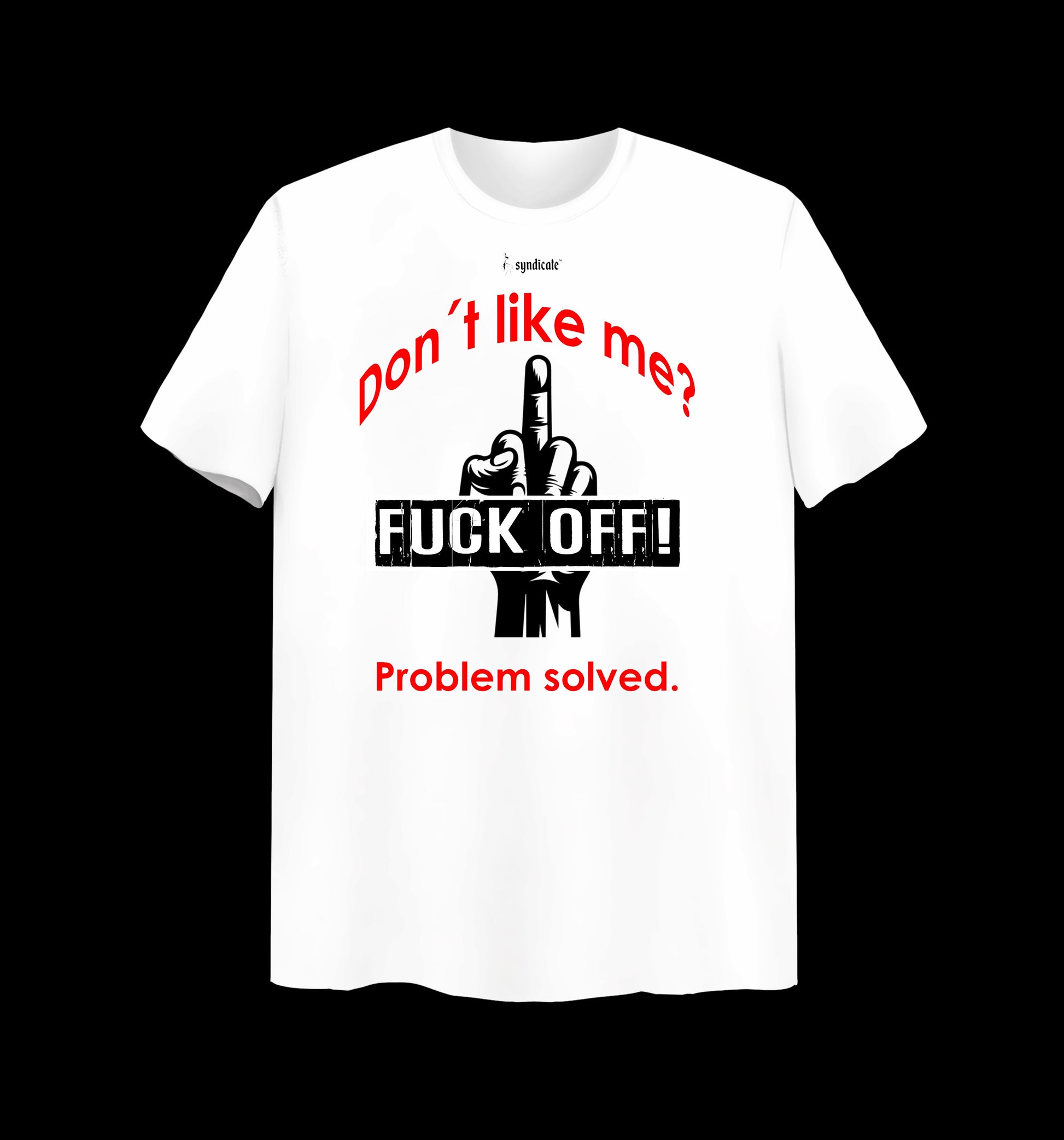 Weißes T-Shirt mit FUCK OFF Design