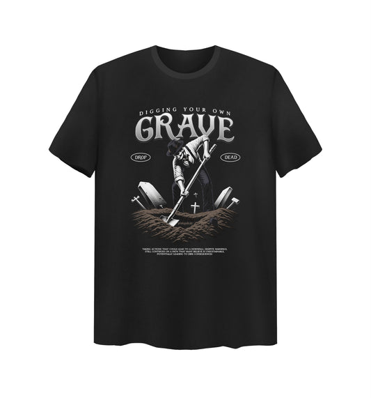 Schwarzes T-Shirt mit Grave Design