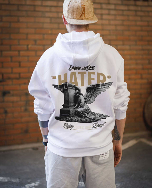 Weißer Hoodie mit Hater Design