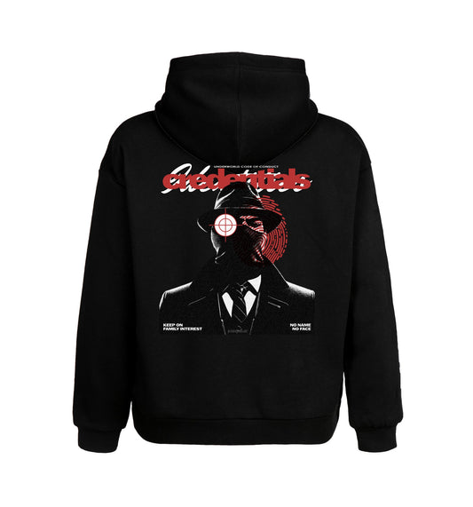 Schwarzer Hoodie mit Credentials Design