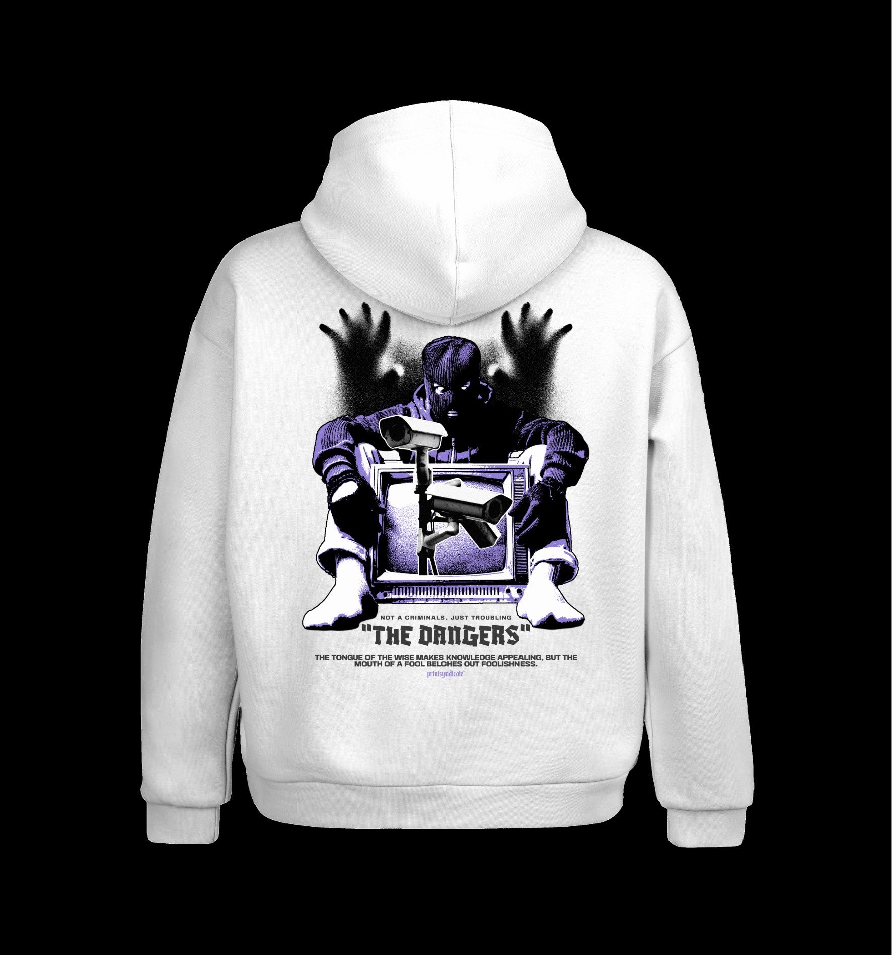 Weißer Hoodie mit Dangers Design