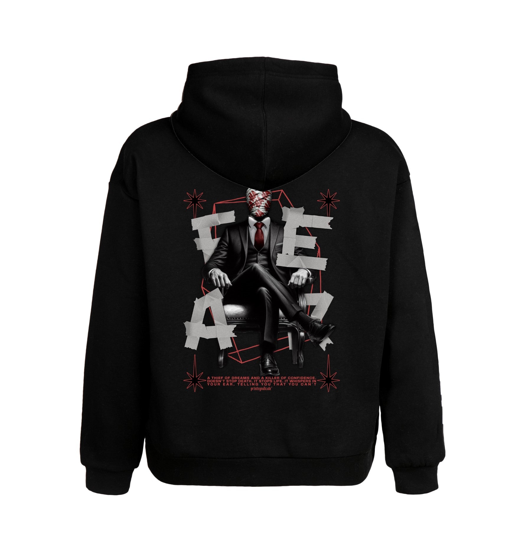 Schwarzer Hoodie mit Fear Design