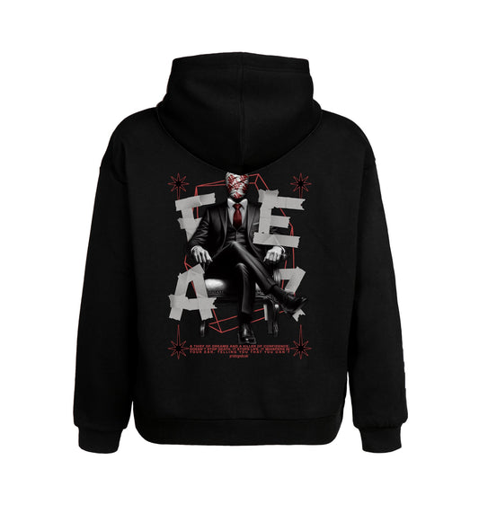 Schwarzer Hoodie mit Fear Design