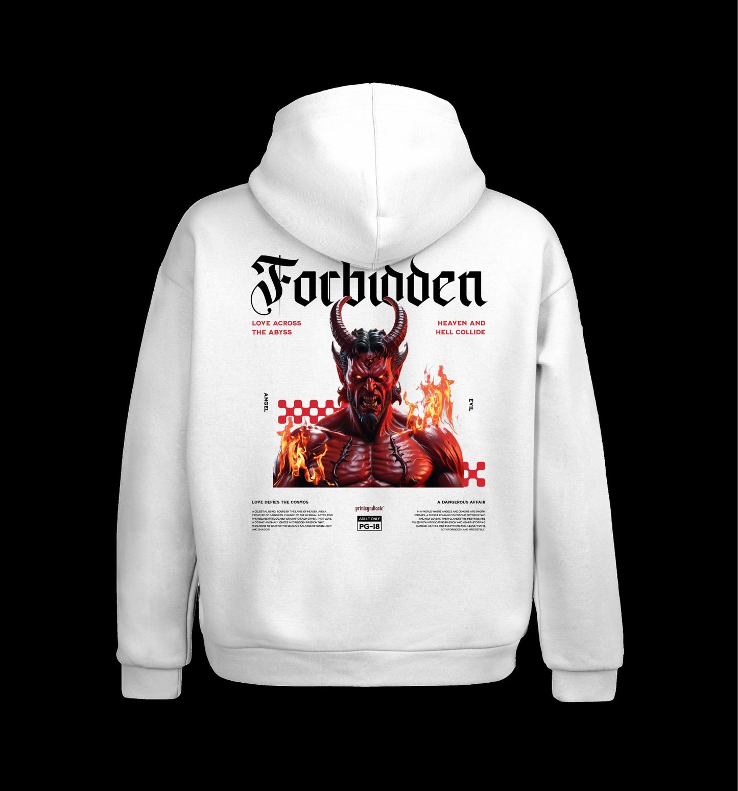 Weißer Hoodie mit Forbidden Design