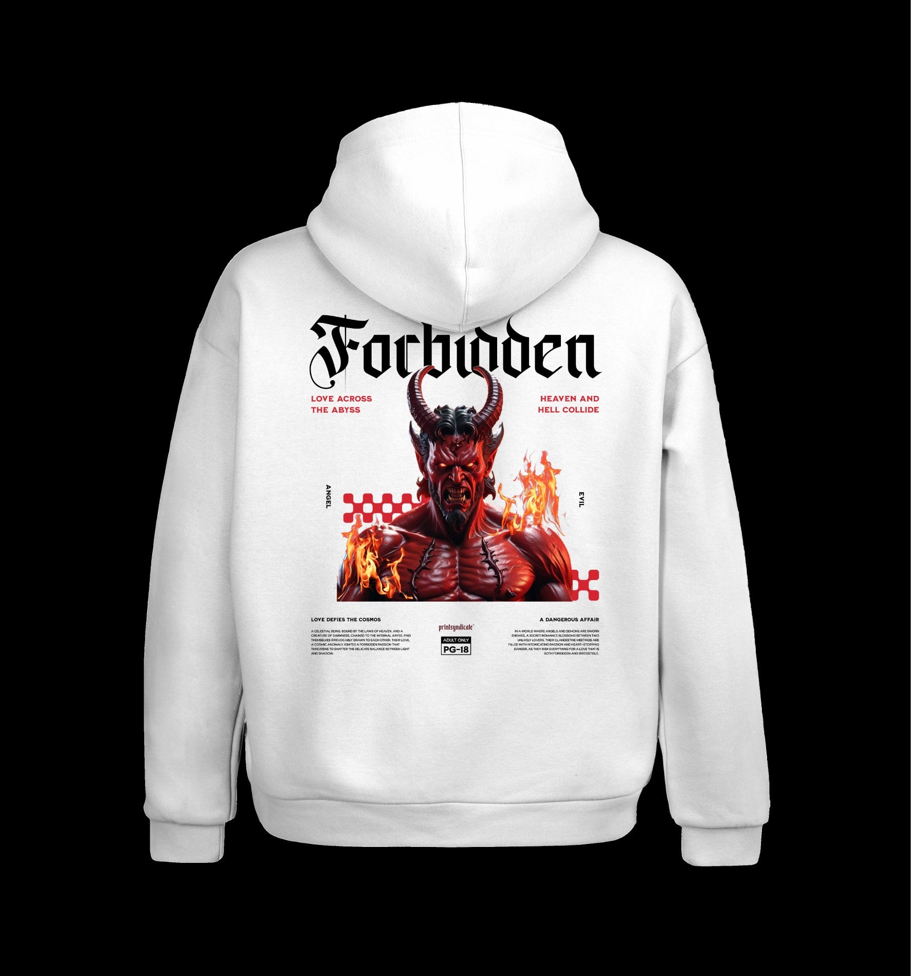 Weißer Hoodie mit Forbidden Design