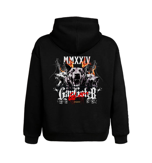 Schwarzer Hoodie mit Gangster Glam Design