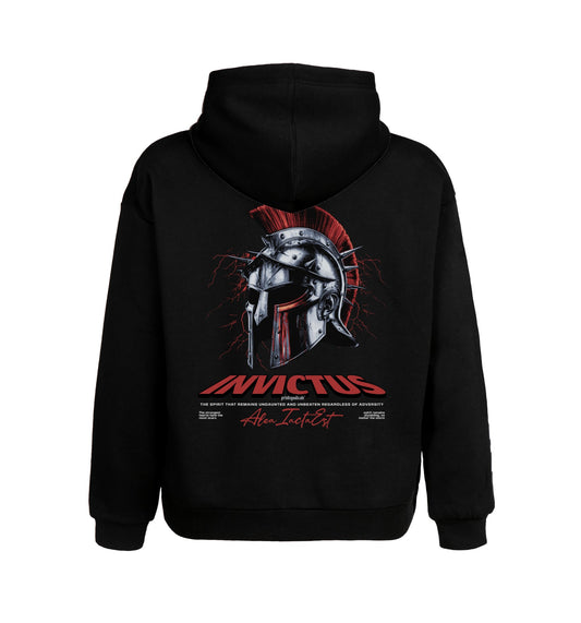 Schwarzer Hoodie mit Invictus Design