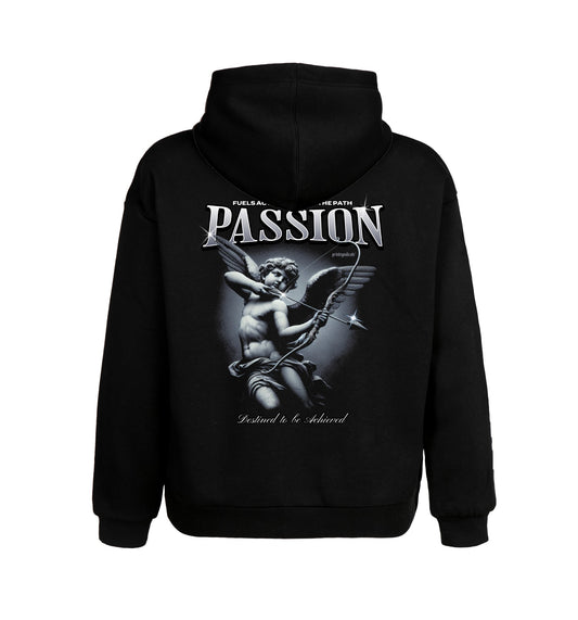 Schwarzer Hoodie mit Passion Design