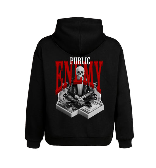 Schwarzer Hoodie mit Public Enemy Design