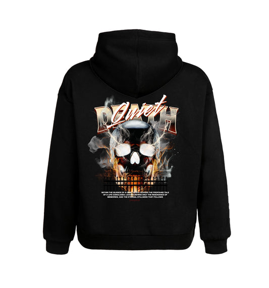 Schwarzer Hoodie mit Quiet Death Design