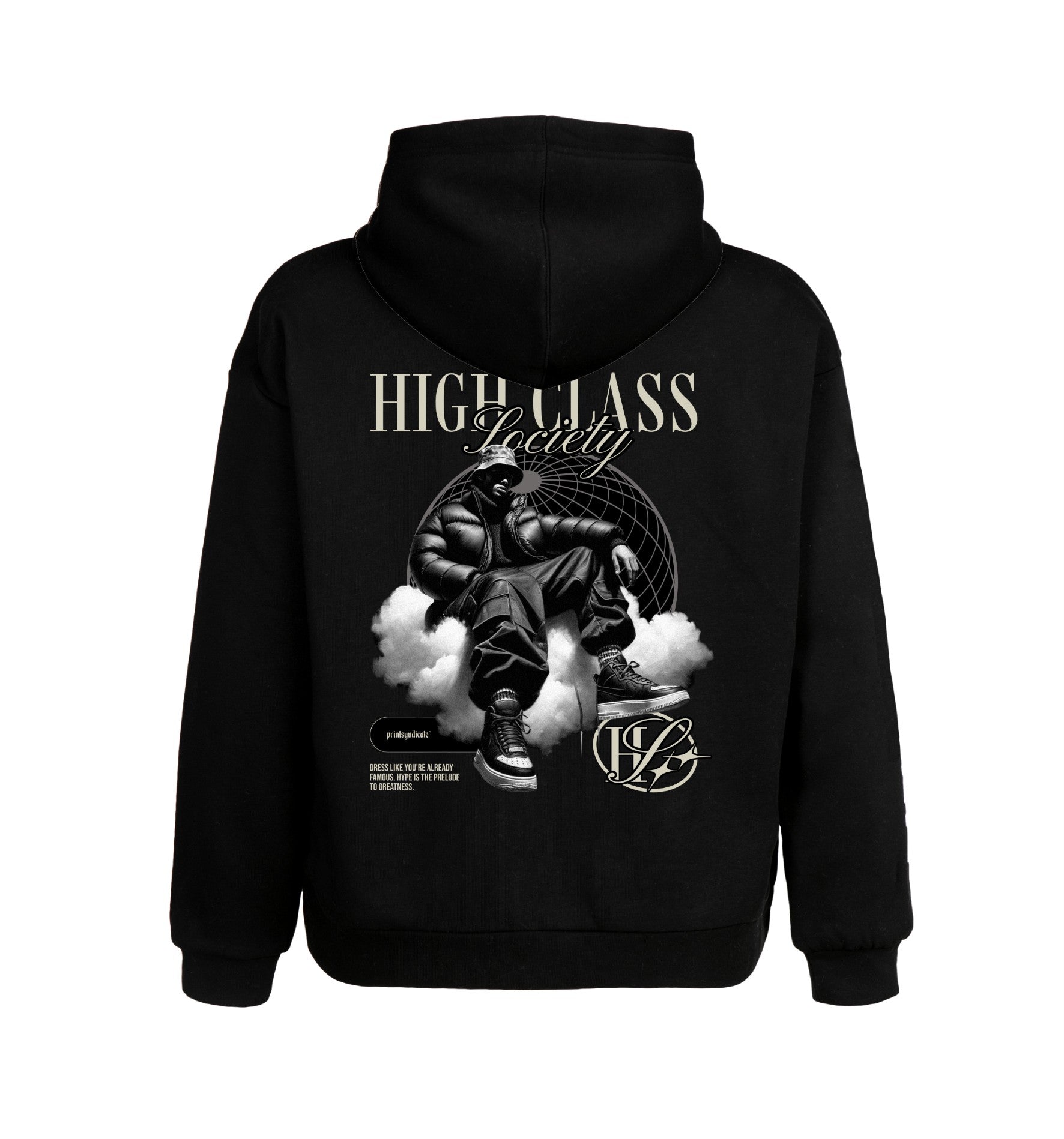 Schwarzer Hoodie mit Society Design