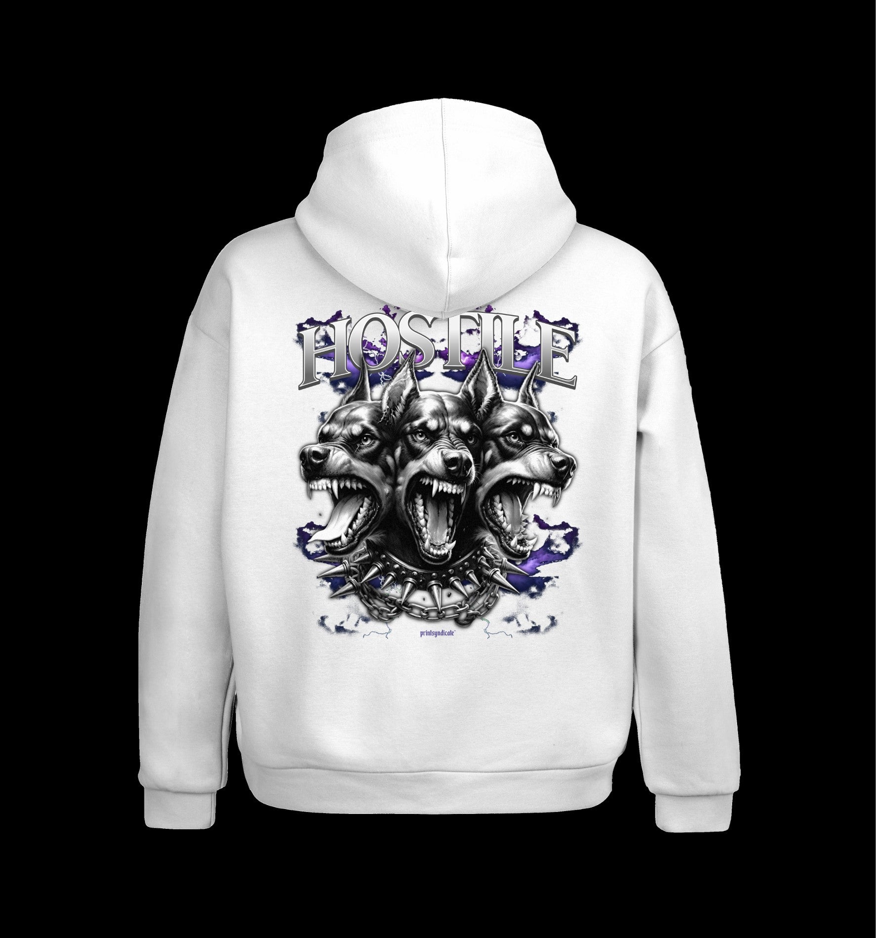 Weißer Hoodie mit Hostile Design