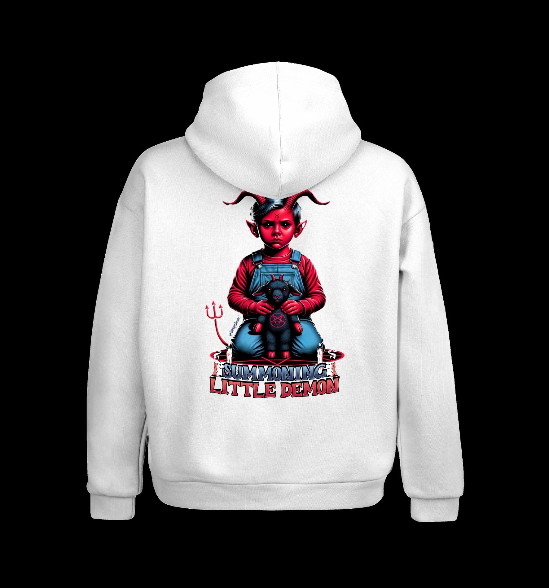 Weißer Hoodie mit Little Demon Design