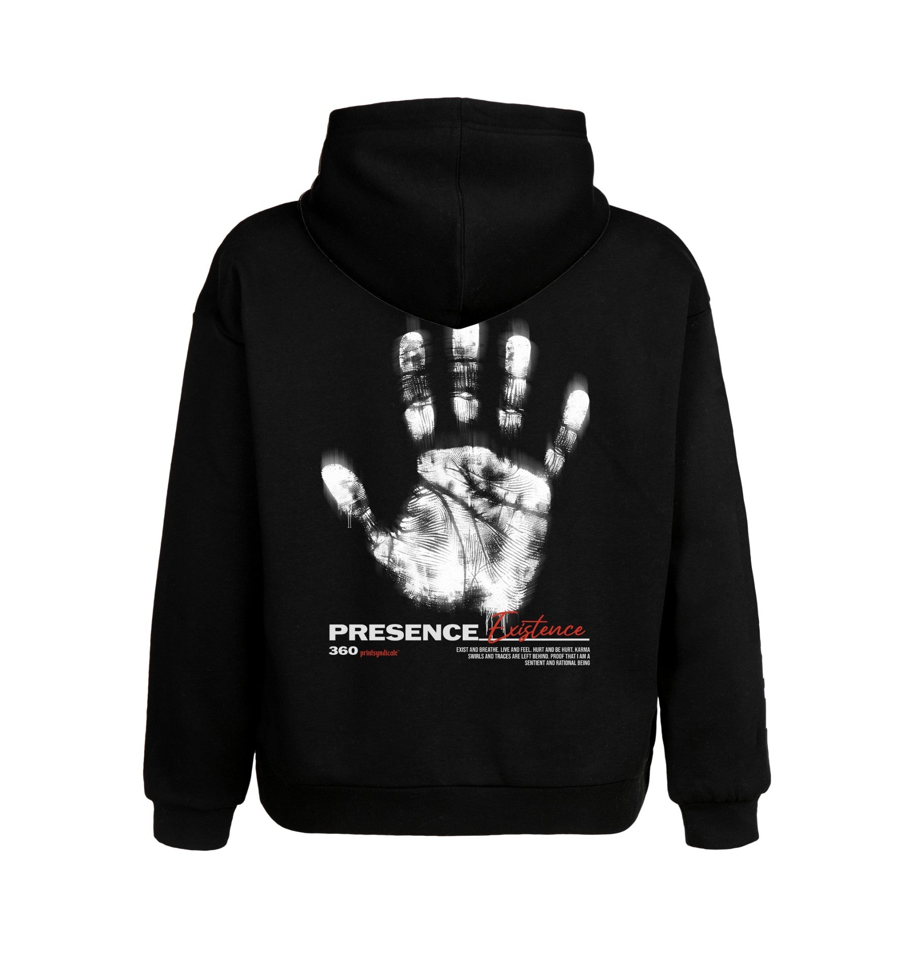 Schwarzer Hoodie mit Presence Design