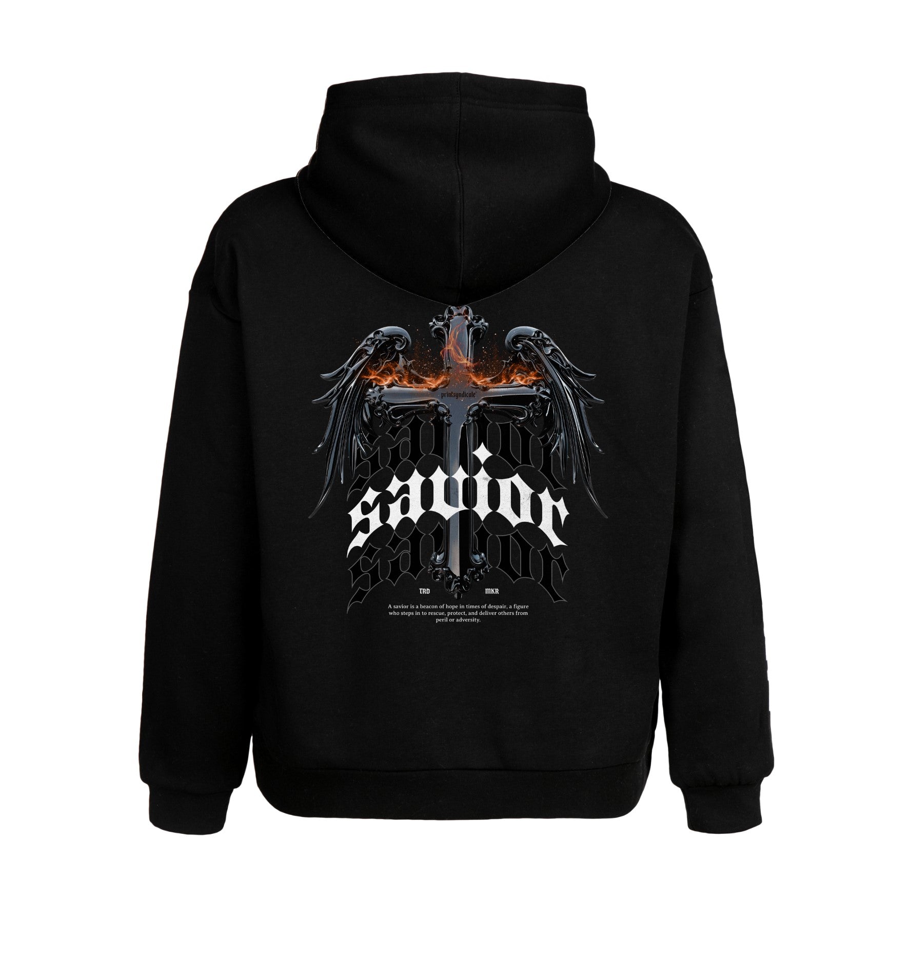 Schwarzer Hoodie mit Savior Design