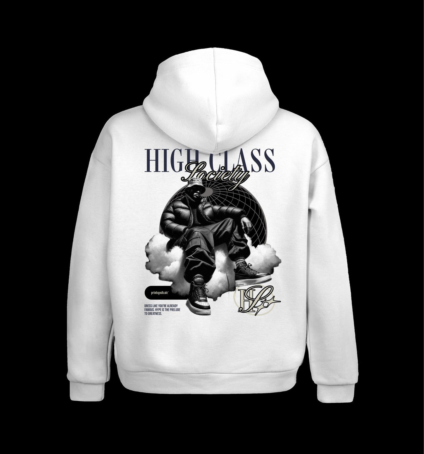 Weißer Hoodie mit Society Design